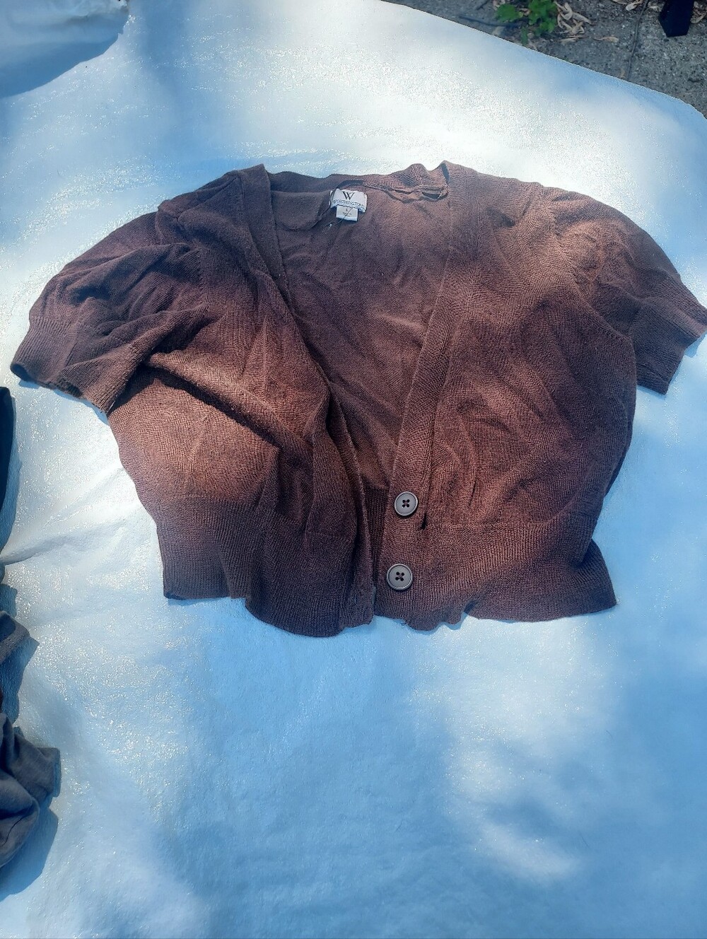 Cropped Brown Button-Front Cardigan
